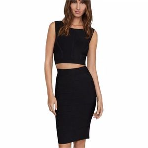 Brand new  BCBG Max Azria black textured midi skirt